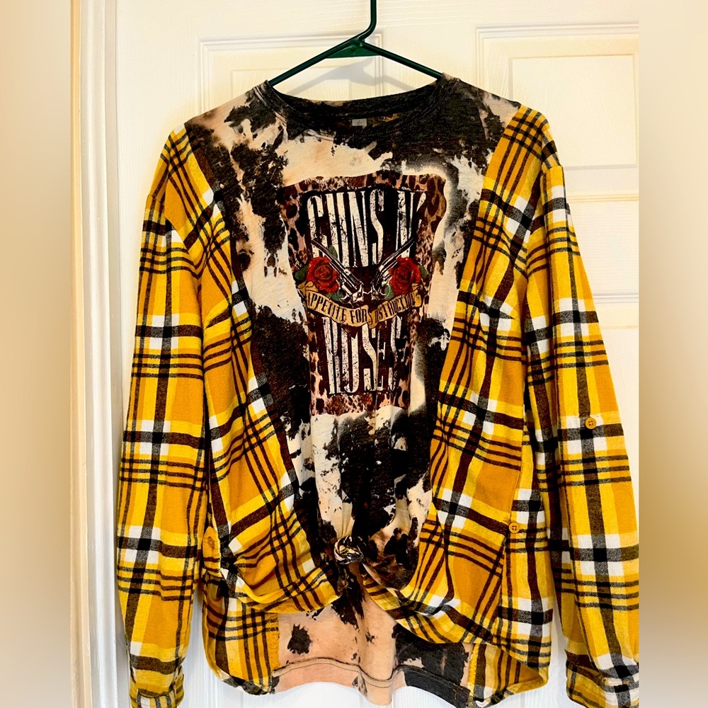 Custom Guns n Roses plaid shirt